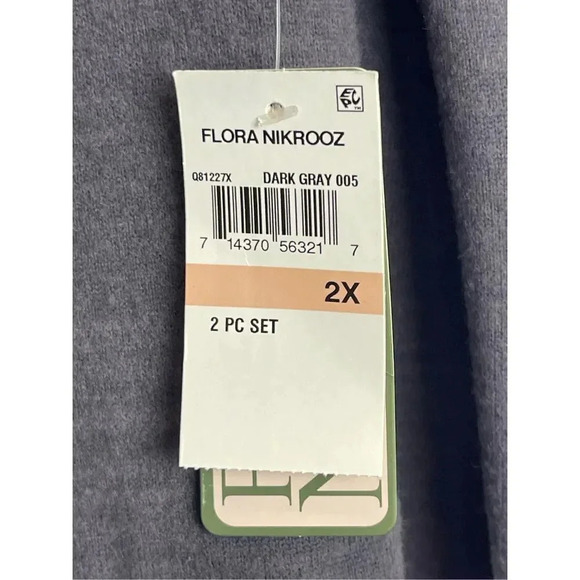 Flora Nikrooz Soft Fleece Lounge Pajama Top Pullover 2X Gray Long Sleeves V-Neck - Picture 4 of 6